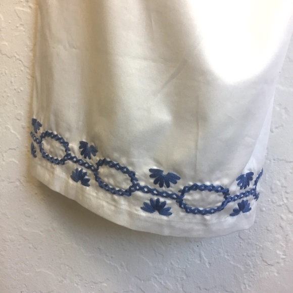 Anthropologie Foxiedox Spellgirl White & Blue Embroidered Culottes Cropped Pant - Picture 4 of 10